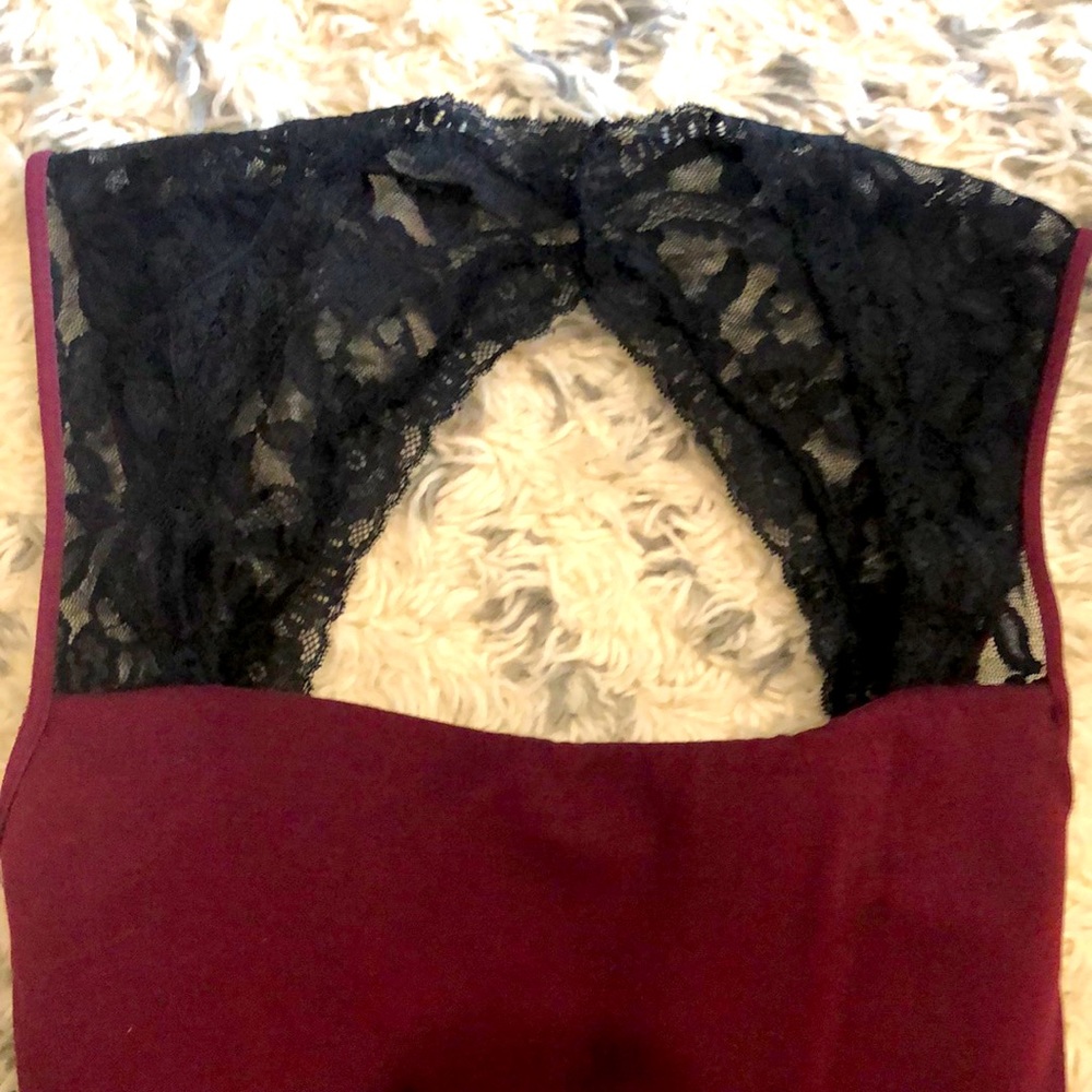 Rare NWOT Victorias Secret Push Up Sleeveless Lace Detail Maroon Dress Sz M